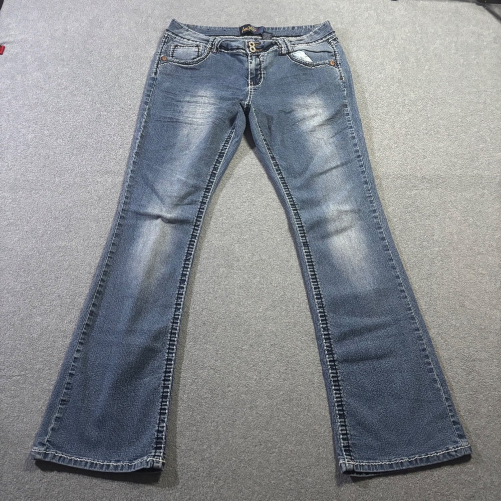 Angels Jeans Bootcut Women's 32x31 Blue Y2K Vibe Contrast Stitching Flap Pocket